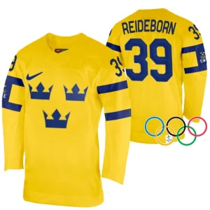 Adam Reideborn Sweden Hockey 2022 Winter Olympics Yellow Home Jersey