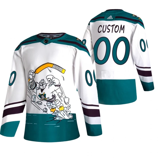 Anaheim Ducks 2021 Reverse Retro Custom Jersey Special Edition Authentic White