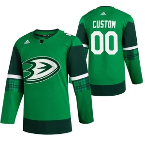 Anaheim Ducks Custom Jersey 00 Green 2020 St. Patricks Day