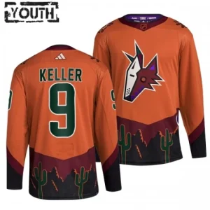 Arizona Coyotes Clayton Keller 9 2022-23 Orange Reverse Retro 2.0 Authentic - Kids