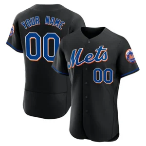 Authentic Custom Mens New York Mets Black 2022 Alternate Jersey