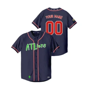 Baseball Atlanta Braves Stitched Custom Navy 25th Anniversary Jersey