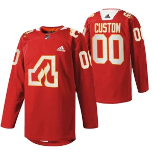 Calgary Flames Custom Jersey 50th Anniversary Red 00 Warm-Up