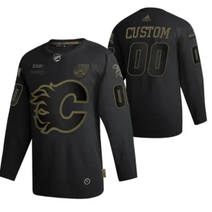 Calgary Flames Custom Jersey Black 2020 Salute To Service Authentic