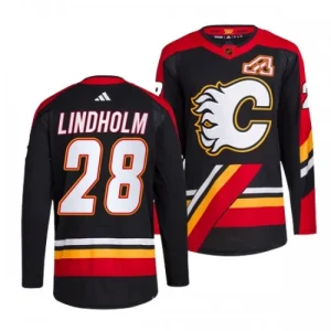 Calgary Flames Elias Lindholm 28 2022-23 Black Reverse Retro 2.0 Authentic - Men