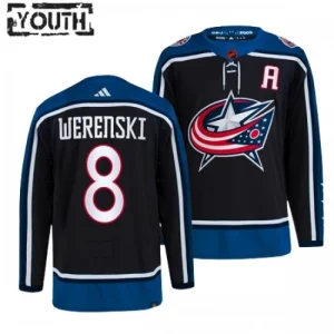 Columbus Blue Jackets Zach Werenski 8 2022-23 Black Reverse Retro 2.0 Authentic - Kids