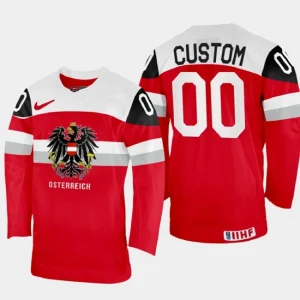 Custom 2022 IIHF World Championship Austria Hockey Jersey Red 00