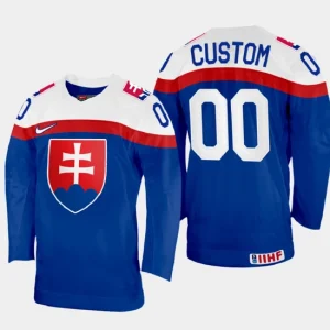 Custom 2022 IIHF World Championship Slovakia Hockey Jersey Blue 00