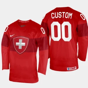 Custom 2022 IIHF World Championship Switzerland Hockey Jersey Red 00 Uniform