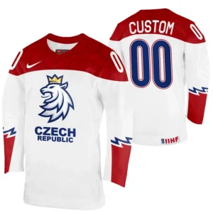 Custom Czechia Hockey 2022 IIHF World Championship White 00 Jersey Home