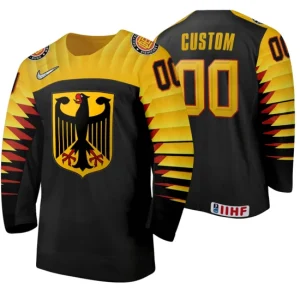 Custom Germany Hockey 2022 IIHF World Junior Championship Black Away Jersey