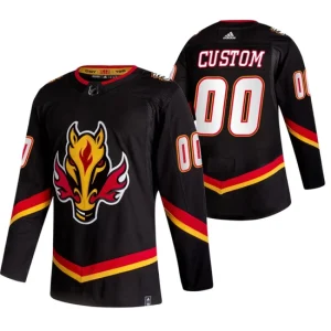 Custom Jersey Calgary Flames 2021 Reverse Retro Special Edition Authentic Black