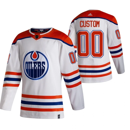 Custom Jersey Edmonton Oilers 2021 Reverse Retro Special Edition Authentic White