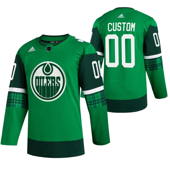 Custom Jersey Edmonton Oilers 2022 St. Patrick Green 00 Warm-Up