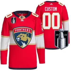 Custom Jersey Florida Panthers 2022 Stanley Cup Playoffs Red 00 Authentic Pro