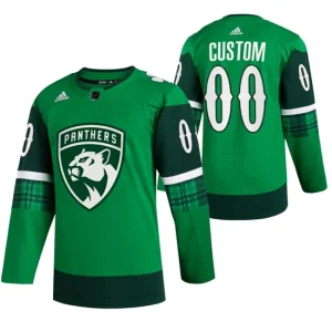 Custom Jersey Florida Panthers St. Patricks Day Green 00 Warm-Up