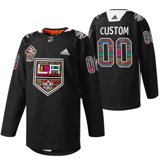 Custom Jersey Los Angeles Kings Black History Month 00 Black 2022 Warmup