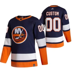 Custom New York Islanders 2021 Reverse Retro Special Edition Authentic Navy