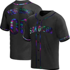 Custom San Diego Padres Replica Black Holographic Alternate Jersey