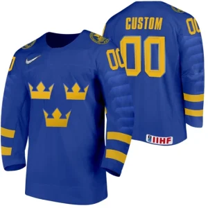 Custom Sweden Hockey 2022 IIHF World Championship Blue Away Jersey