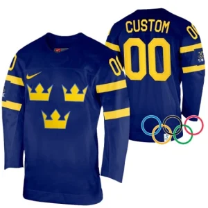 Custom Sweden Jersey 2022 Winter Olympics Royal Blue Authentic - Men