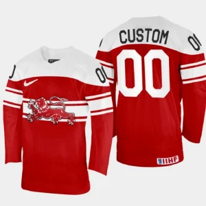 Denmark 00 Custom 2022 IIHF World Championship Red Away Jersey