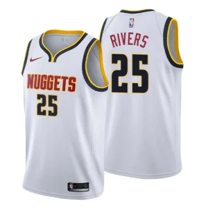 Denver Nuggets No. 25 Austin Rivers White Swingman Association Jersey