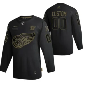 Detroit Red Wings Custom Jersey Black 2020 Salute To Service Authentic