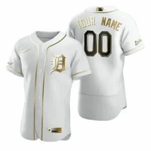 Detroit Tigers Custom Jersey White Golden