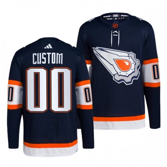 Edmonton Oilers Adidas 2022-23 Custom Navy Version Reverse Retro 2.0 Authentic Jersey Mens