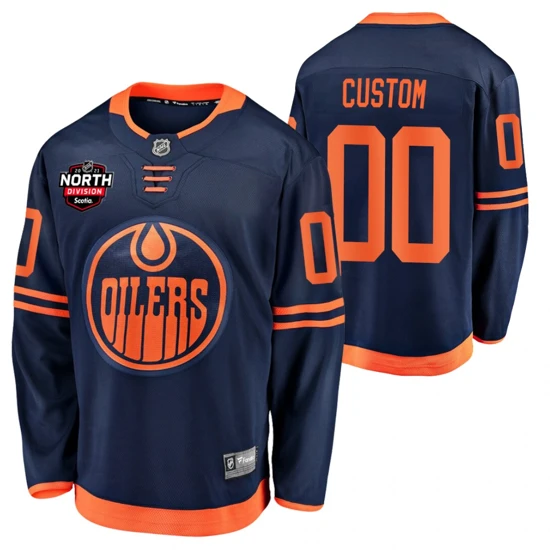 Edmonton Oilers Custom Jersey 2021 North Division Patch Navy Alternate