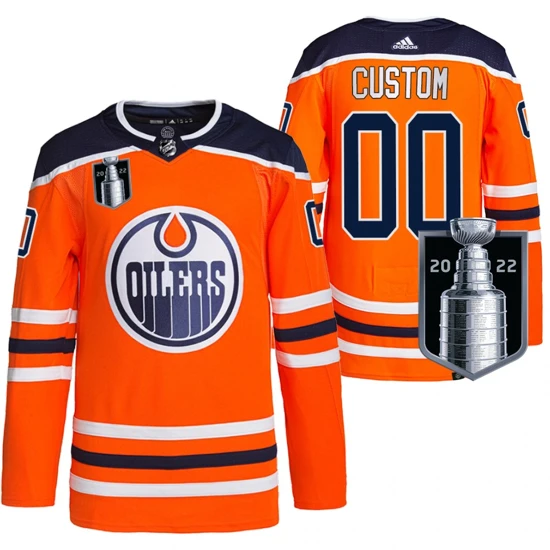 Edmonton Oilers Custom Jersey 2022 Stanley Cup Playoffs 00 Orange Authentic Primegreen