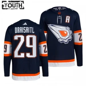 Edmonton Oilers Leon Draisaitl 29 2022-23 Navy Reverse Retro 2.0 Authentic - Kids