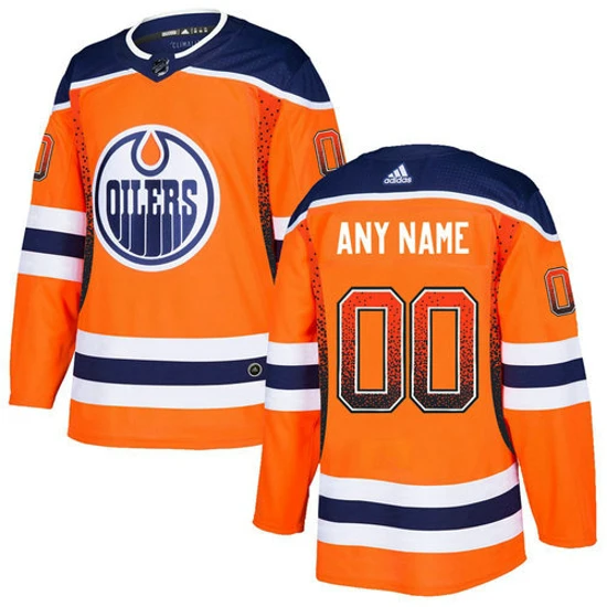 Edmonton Oilers Orange Customized Drift Fashion Adidas Jersey