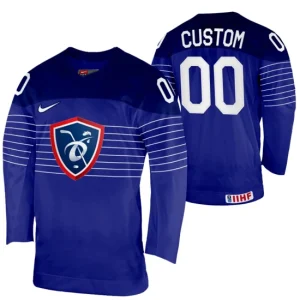 France Hockey Custom 2022 IIHF World Championship Navy Jersey