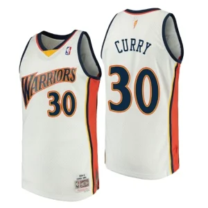 Golden State Warriors Mens Stephen Curry Hardwood Classics 30 White Jersey