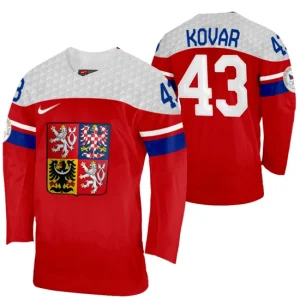 Jan Kovar Czech Republic Hockey 2022 Winter Olympics Red Away Jersey