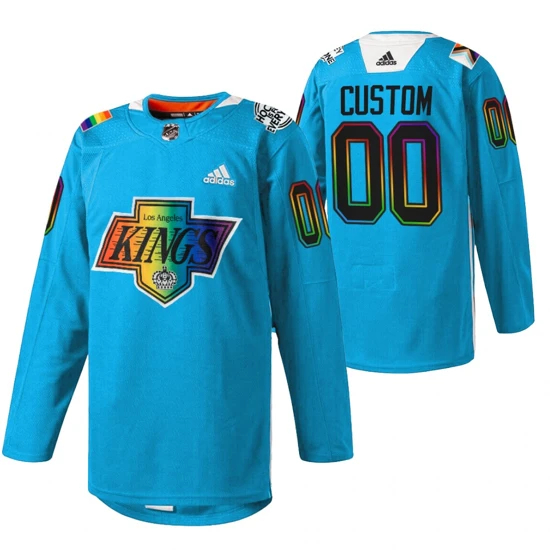 Los Angeles Kings Custom Jersey Pride Night Blue 00 Warm-Up