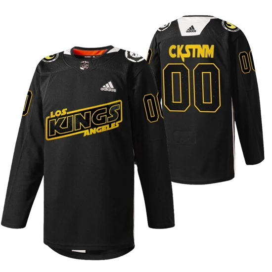 Los Angeles Kings Custom Jersey Star Wars Night Black 00 Warmup