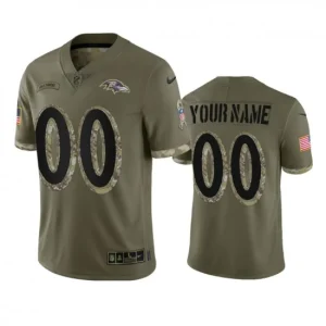 Maillot Baltimore Ravens Custom Salute To Service Olive 2022 - Homme