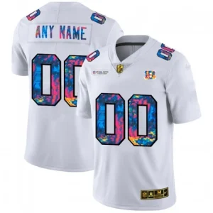 Maillot Cincinnati Bengals Custom Nike 2020 Blanc Multicolore - Homme