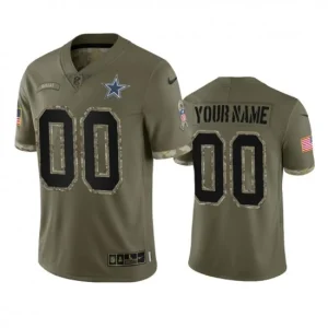 Maillot Dallas Cowboys Custom Olive 2022 Salute To Service Limited - Homme