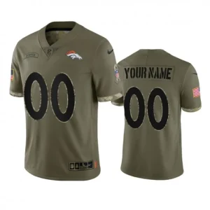 Maillot Denver Broncos Custom Olive 2022 Salute To Service Limited - Homme