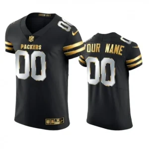 Maillot Green Bay Packers Custom Noir Golden Edition - Homme