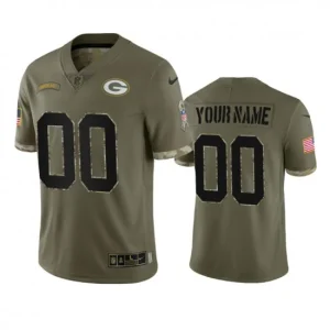 Maillot Green Bay Packers Custom Salute To Service Olive 2022 - Homme