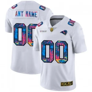 Maillot Los Angeles Rams Custom Nike 2020 Blanc Multicolore - Homme