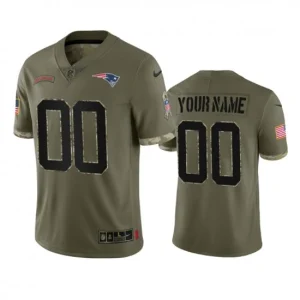 Maillot New England Patriots Custom Olive 2022 Salute To Service Limited - Homme