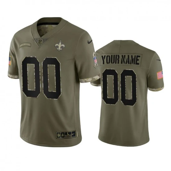 Maillot New Orleans Saints Custom Olive 2022 Salute To Service Limited - Homme