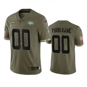 Maillot New York Jets Custom Olive 2022 Salute To Service Limited - Homme