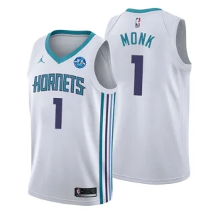 Men Charlotte Hornets 1 Malik Monk 30th Anniversary Association White Swingman Jersey